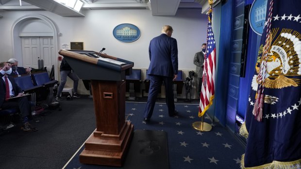 Farewell: President Donald Trump walks away after speaking at the White House after the November election.