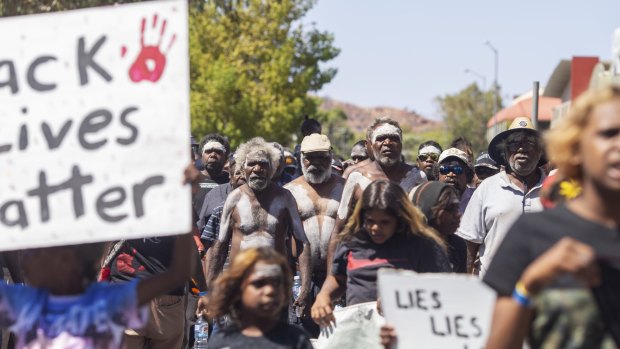 Demonstrations in Alice Springs following the death of Kumanjayi Walker in Yuendumu in 2019.