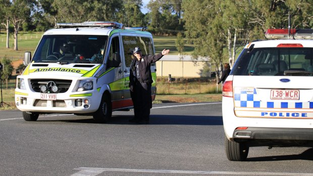 Police and paramedics in the aftermath of Senior Constable Brett Forte being shot.