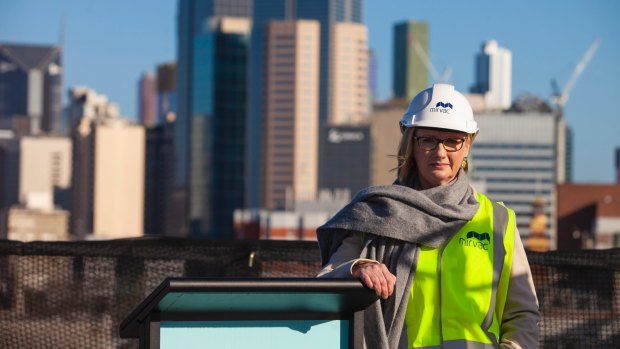 Mirvac CEO Susan Lloyd-Hurwitz on the roof of the high-end Eastbourne apartment development in East Melbourne.