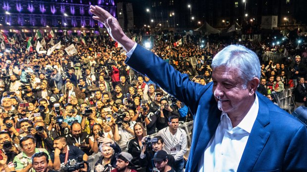 Andres Manuel Lopez Obrador, winner of Mexico's presidential election at a rally in July.