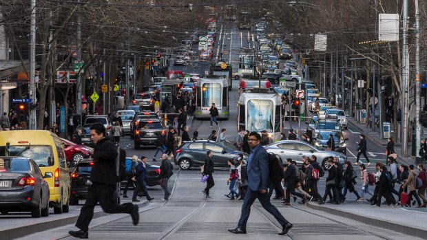 Peak hour congestion on Collins Street