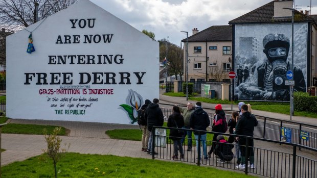 Londonderry, also known as Derry, in Northern Ireland. US President Joe Biden will visit Northern Ireland and the Republic of Ireland on Tuesday to mark the 25th anniversary of the signing of the Good Friday Agreement.