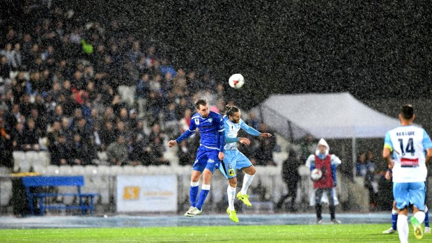 Milos Lujic of South Melbourne, playing at their Lakeside stadium in inner Melbourne.