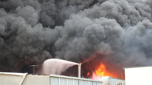 Thick black smoke blanketed the sky when the West Footscray warehouse went up in flames. 