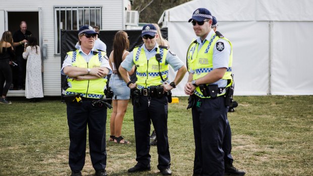 Police at Groovin' The Moo in Canberra in 2016.