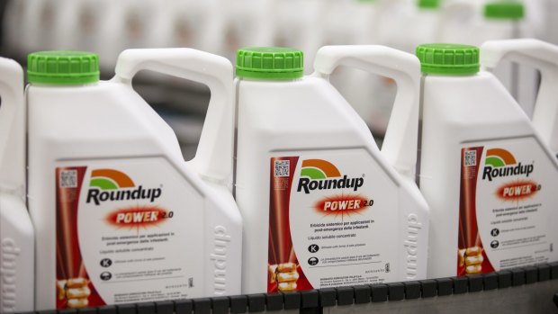 Bottles of Roundup at a manufacturing facility in Europe.