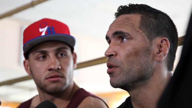 A much younger Blake Ferguson with his cousin Anthony Mundine in 2013.