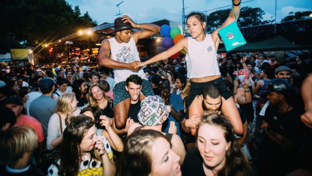 Crowds party at One Day Sundays at the Vic Hotel in Enmore on Australia Day, 2014.