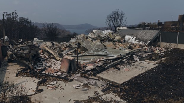 Properties destroyed in Conjola Park in the New Year's Eve fires on the NSW South Coast.