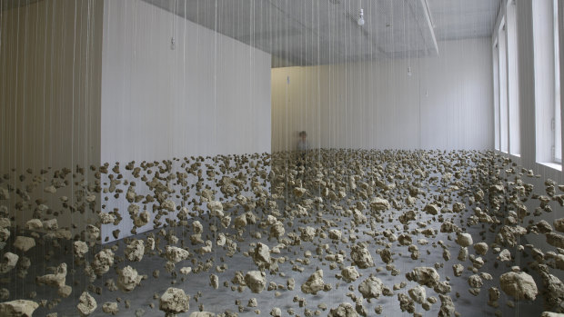 Cornelia Parker's Subconscious of a Monument (2001-2005) featuring earth excavated from one side of the Leaning Tower of Pisa.  