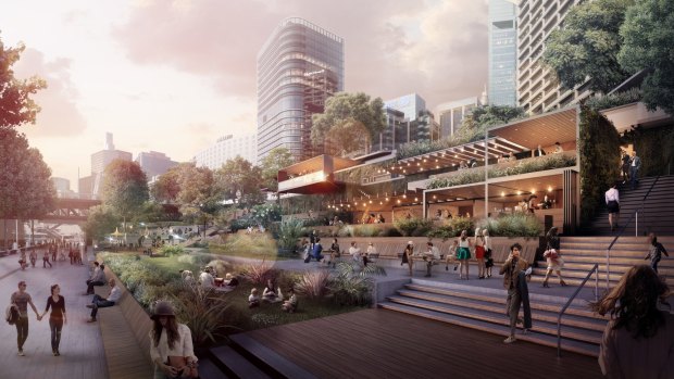 An artist's impression of the planned Cockle Bay Park development in Darling Harbour, Sydney.