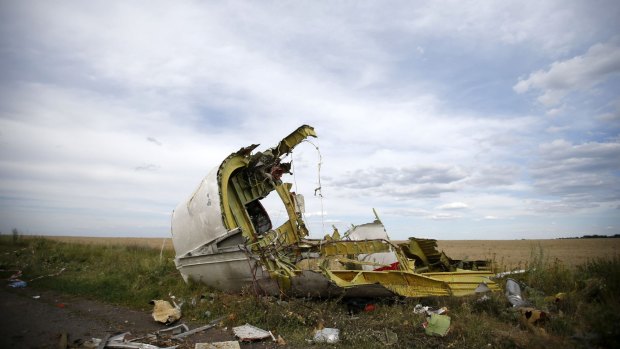 Part of the MH17 wreckage following its downing in 2015.