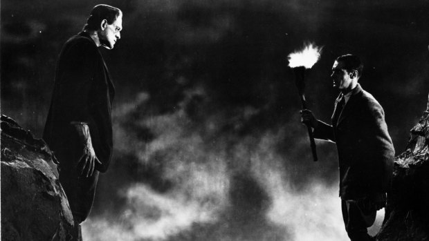Boris Karloff, left, and Colin Clive in a scene from the 1931 classic film <i>Frankenstein</i>. 