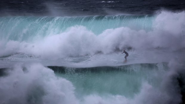 Jeremy Wilmotte takes a wild ride south of Coogee last Sunday.