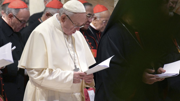 Pope Francis attends a penitential liturgy at the Vatican earlier this week.