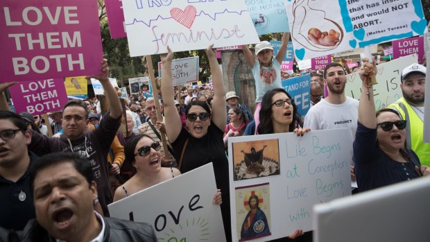 Protesters at an anti-abortion rally in Sydney in September 2019.