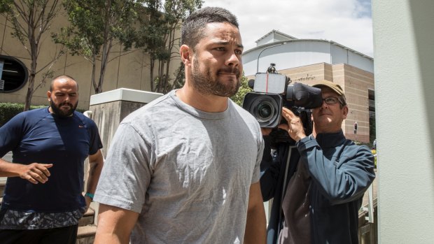 How the mighty have fallen: Jarryd Hayne reports to Castle Hill police station.