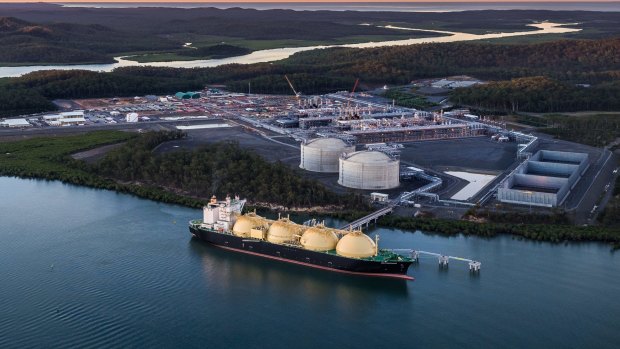 Gas cargo being loaded for export at Gladstone. Australia is about to become the world's largest exporter of liquefied natural gas.