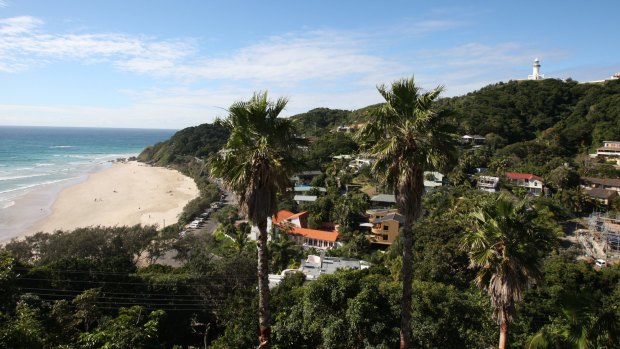 Wategos Beach near Byron Bay, with the Byron Bay light house in the background.