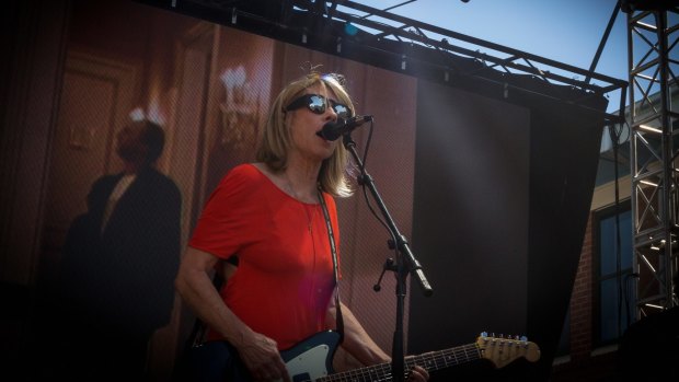 Kim Gordon, formerly of Sonic Youth, performs as Body/Head at the Sugar Mountain Festival in 2015.