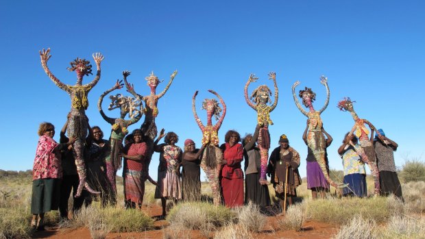 Tjanpi Desert weavers, Seven Sisters are Flying, on their way to Canberra. 
