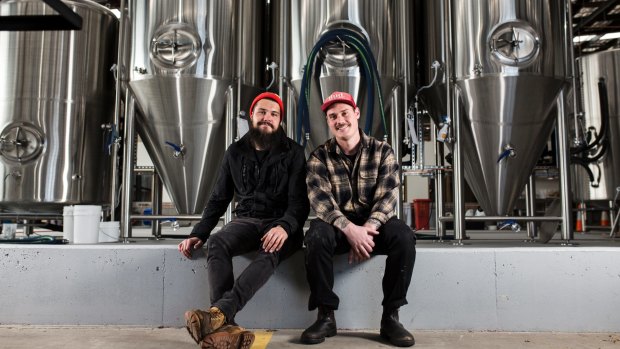 Dan Skeehan and Wade Hurley in the Capital Brewing Co brewery.