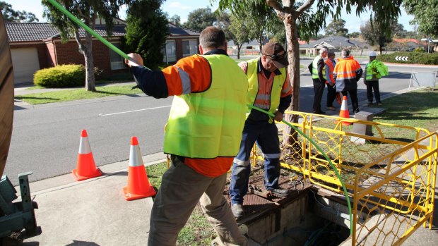 NBN fibre optic cable rollout in South Morang, northers suburbs of Melbourne, 