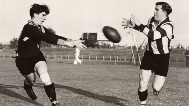 Collingwood premiership heroes Ron (left) and Lou Richards.
