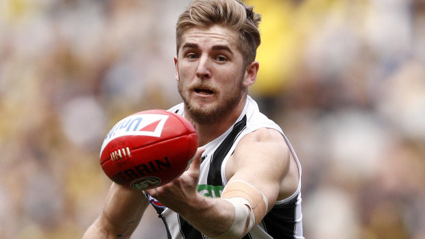 Magpie Sam Murray during last year's match against the Tigers.