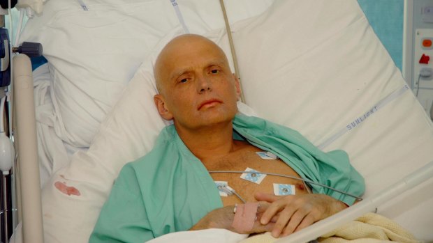 Former Russian spy Alexander Litvinenko in his hospital bed in central London days before his death in November 2006.