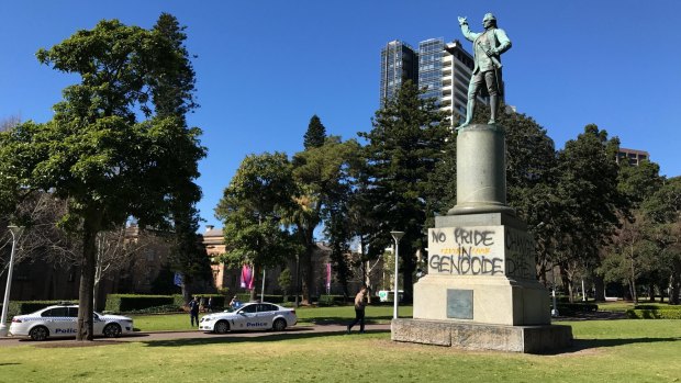 The Captain James Cook statue in Sydney’s Hyde Park was defaced, along with others, by protesters who called on changing the date.