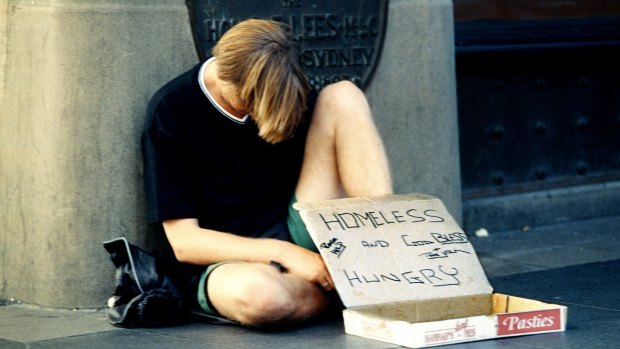 A homeless man appeals for help in Sydney. 