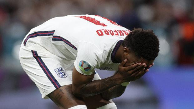 England and Manchester United player Marcus Rashford used Twitter to call out “humanity and social media at its worst” for the bigoted messages he had received.