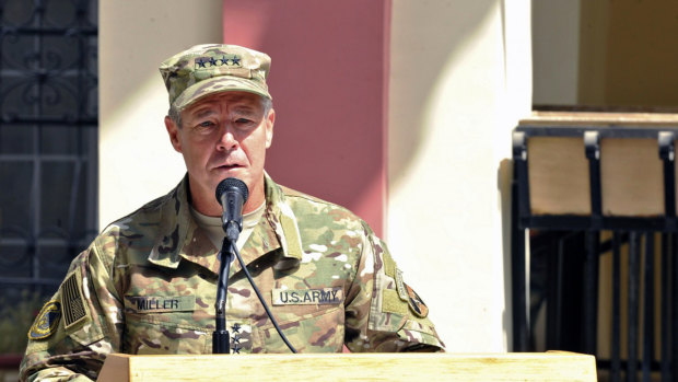 Escaped injury: US Army General Scott Miller, commander of US and NATO troops in Afghanistan.
