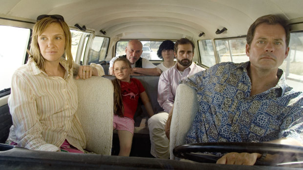 Alan Arkin, third from left, in Little Miss Sunshine.