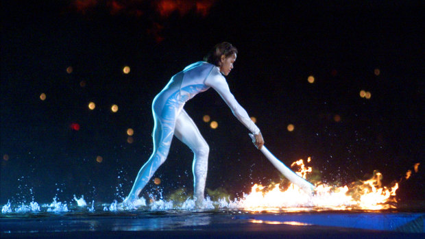 Special moment: Cathy Freeman lights the Olympic cauldron at the opening ceremony for the 2000 Sydney Games.