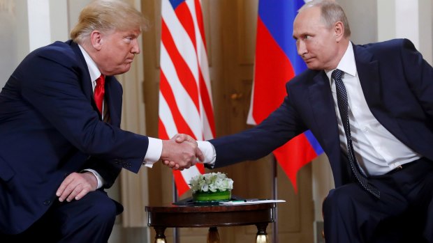 Good feeling gone: Russian President Vladimir Putin and US President Donald Trump in 2018.