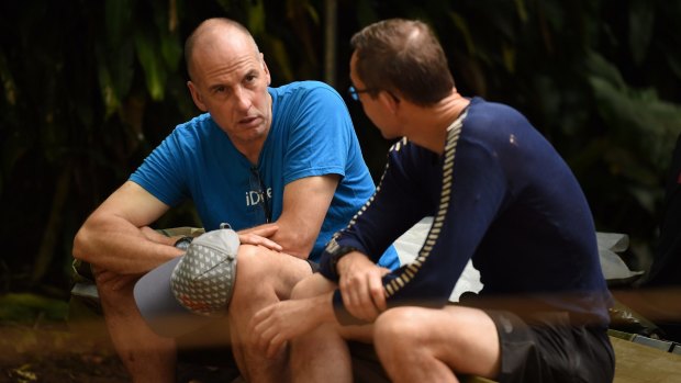 British divers Rick Stanton (left) and John Volanthen (right) at the cave diving base camp a year ago.