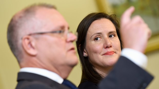 Prime Minister Scott Morrison and Jobs Minister Kelly O'Dwyer. 