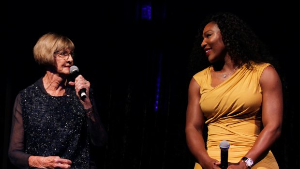 Serena Williams with Margaret Court at the Hopman Cup in Perth in 2016.