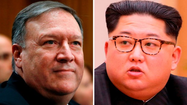 Mike Pompeo, left, and North Korean leader Kim Jong-un.