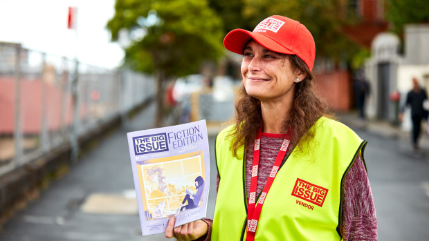 Big Issue vendor Rachel, 45, says cashless payments will make selling the magazines on the street safer.