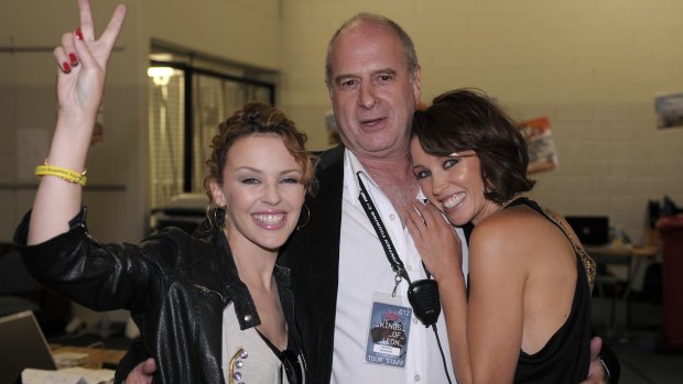 Michael Gudinski with Kylie and Danni Minogue.