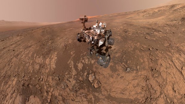 A composite self-portrait of NASA's Curiosity Mars rover on Vera Rubin Ridge.