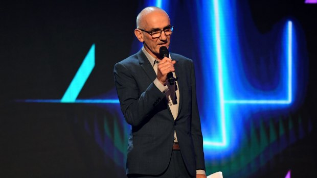 Paul Kelly accepts the ARIA for Best Adult Album during the 31st ARIA Awards at The Star, in Sydney.