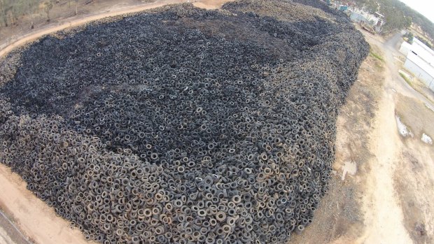 An aerial shot from 2014 of the Stawell tyre dump. 