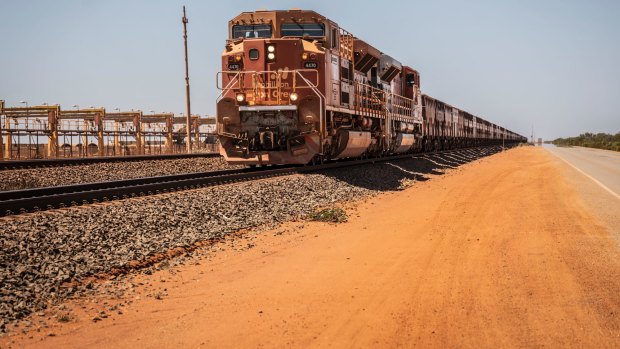 BHP iron ore is transported to Port Hedland in the Pilbara region.