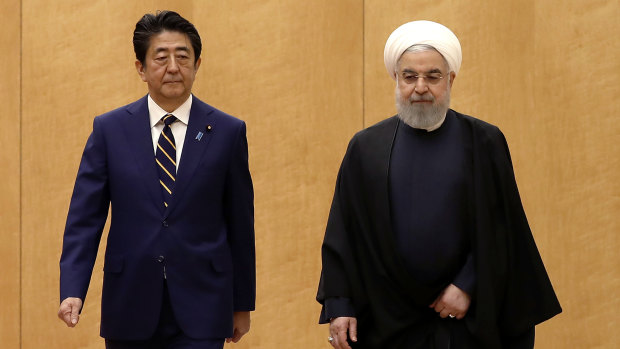 Japanese Prime Minister Shinzo Abe, left, and Iranian President Hassan Rouhani in Tokyo last week.