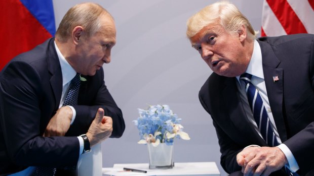 US President Donald Trump meets with Russian President Vladimir Putin at the G20 Summit in Hamburg in July 2017.